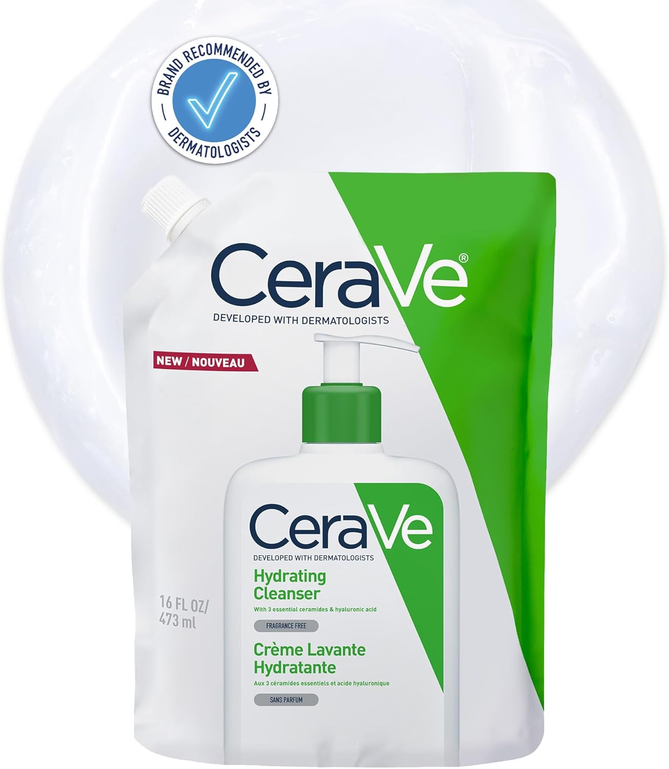 CeraVe Hydrating Facial Cleanser Refill Pouch, 473ml (2 pack) CeraVe