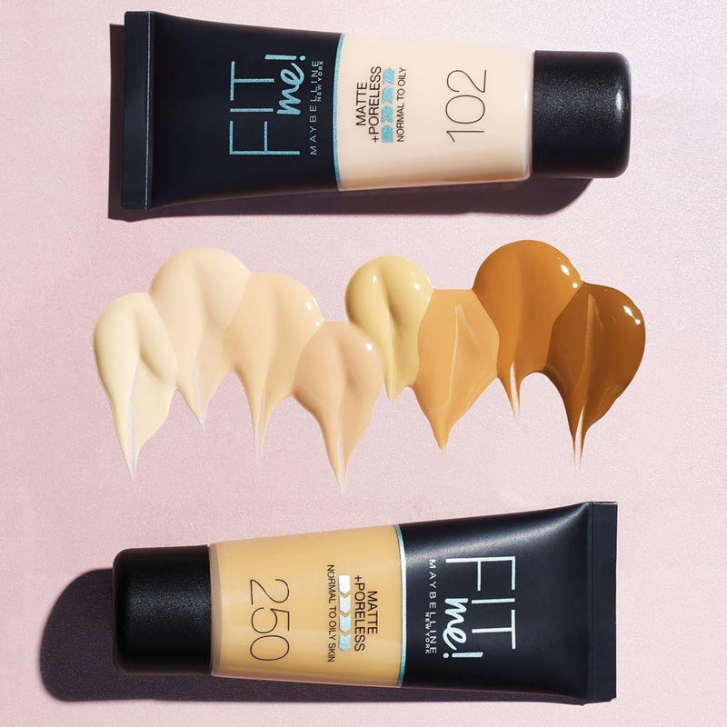 Maybelline Fit Me Foundation, Medium Coverage, Blendable With a Matte and Poreless Finish, For Normal to Oily Skin, Shade: 124 Soft Sand, 30ml Maybelline