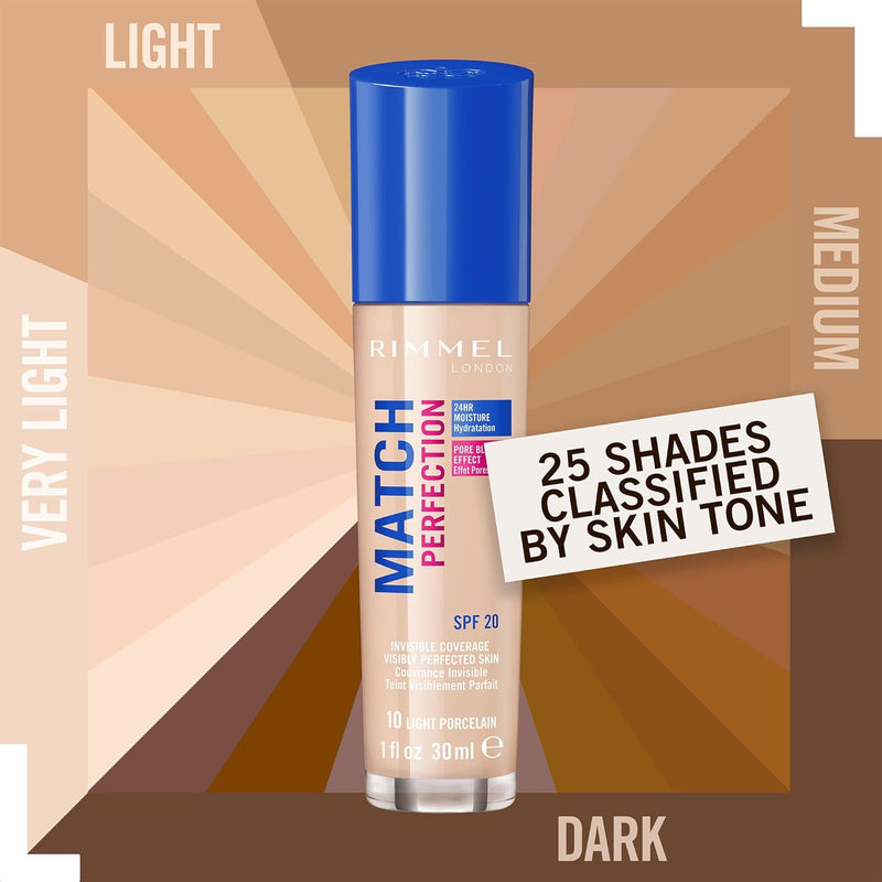 Rimmel London Match Perfection Foundation, 010 Light Porcelain, 30 ml Rimmel
