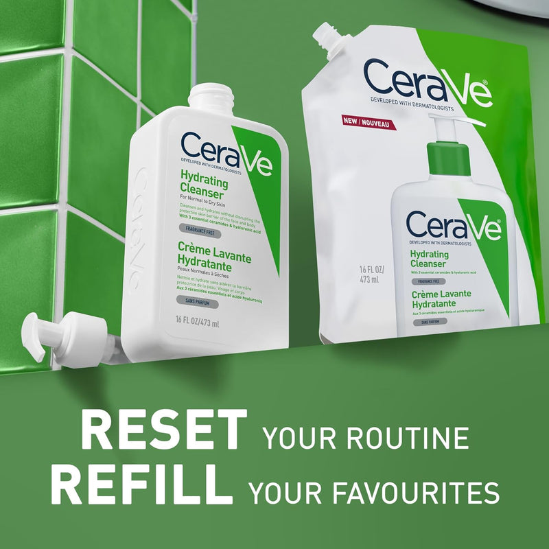 CeraVe Hydrating Facial Cleanser Refill Pouch, 473ml (2 pack) CeraVe