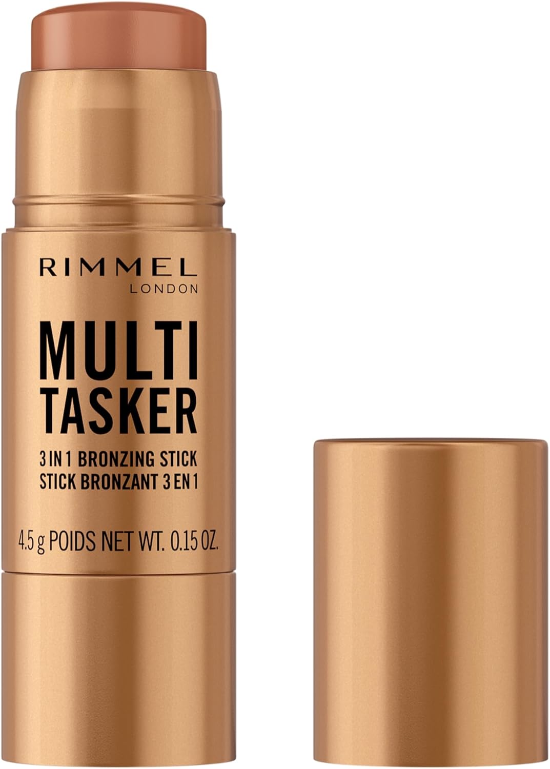 Rimmel Multi Tasker 3 in 1 Bronzing Stick, 002 Medium, Sculpted and Bronzed Glow, All-Day Wear, Sheer and Dewy Finish, Infused with Vitamin C & E, Vegan Formula, Cruelty-Free Rimmel