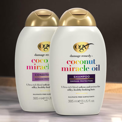 OGX Damage Remedy with Coconut Miracle Oil Conditioner, Softens and Revives Hair, for Silky and Healthy-Looking Hair, Sulfate Free, 385ml Greenwize