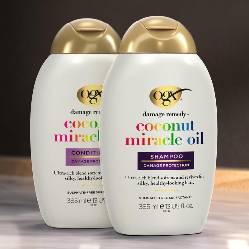 OGX Damage Remedy with Coconut Miracle Oil Conditioner, Softens and Revives Hair, for Silky and Healthy-Looking Hair, Sulfate Free, 385ml Greenwize