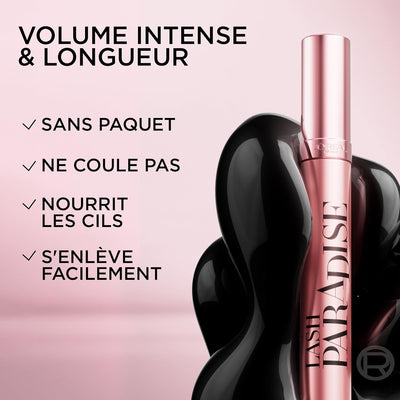 L'Oréal Paris Intense Volume Mascara, Eyelash Lengthening for Sensitive Eyes, Gentle and Flake Free, With Castor Oil, Lash Paradise, Intense Black Greenwize
