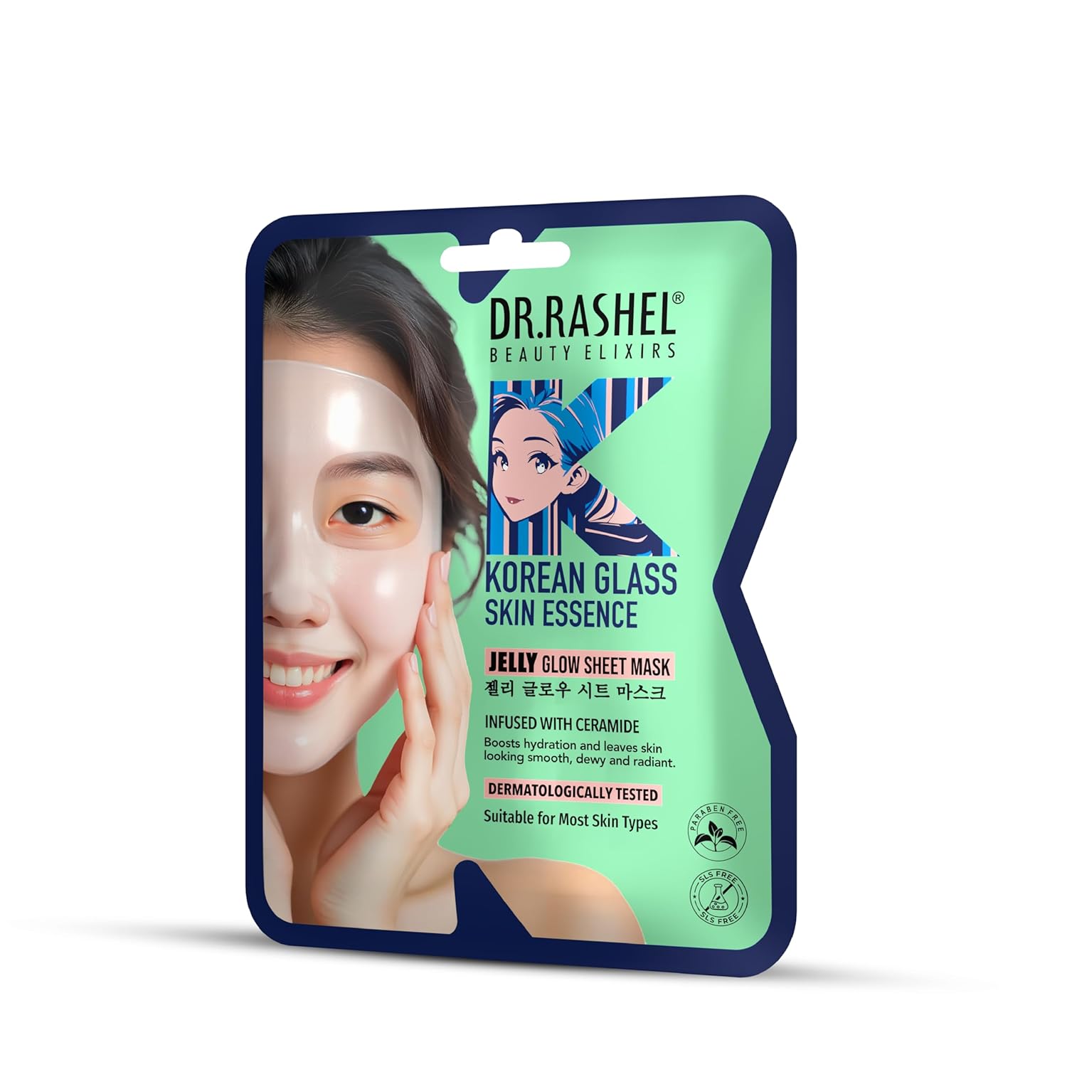 Dr. Rashel Korean Glass Skin Essence Jelly Glow Sheet Mask, Ceramide Infused, Dermatologically Tested Dr. Rashel