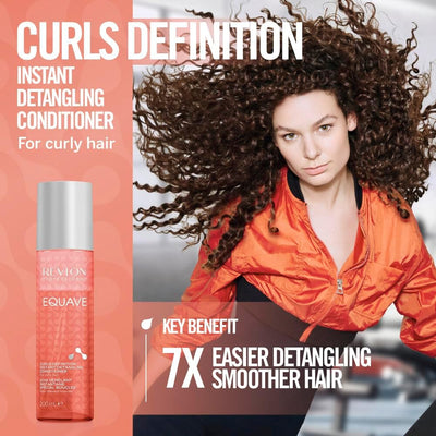 REVLON PROFESSIONAL EQUAVE CURLS DEFINITION BI-PHASE DETANGLING CONDITIONER FOR CURLY HAIR, Leave-In Conditioner, Curly Hair Detangler, Curly Girl Method, Curl-Defining Leave-In Conditioner, 200ml REVLON PROFESSIONA
