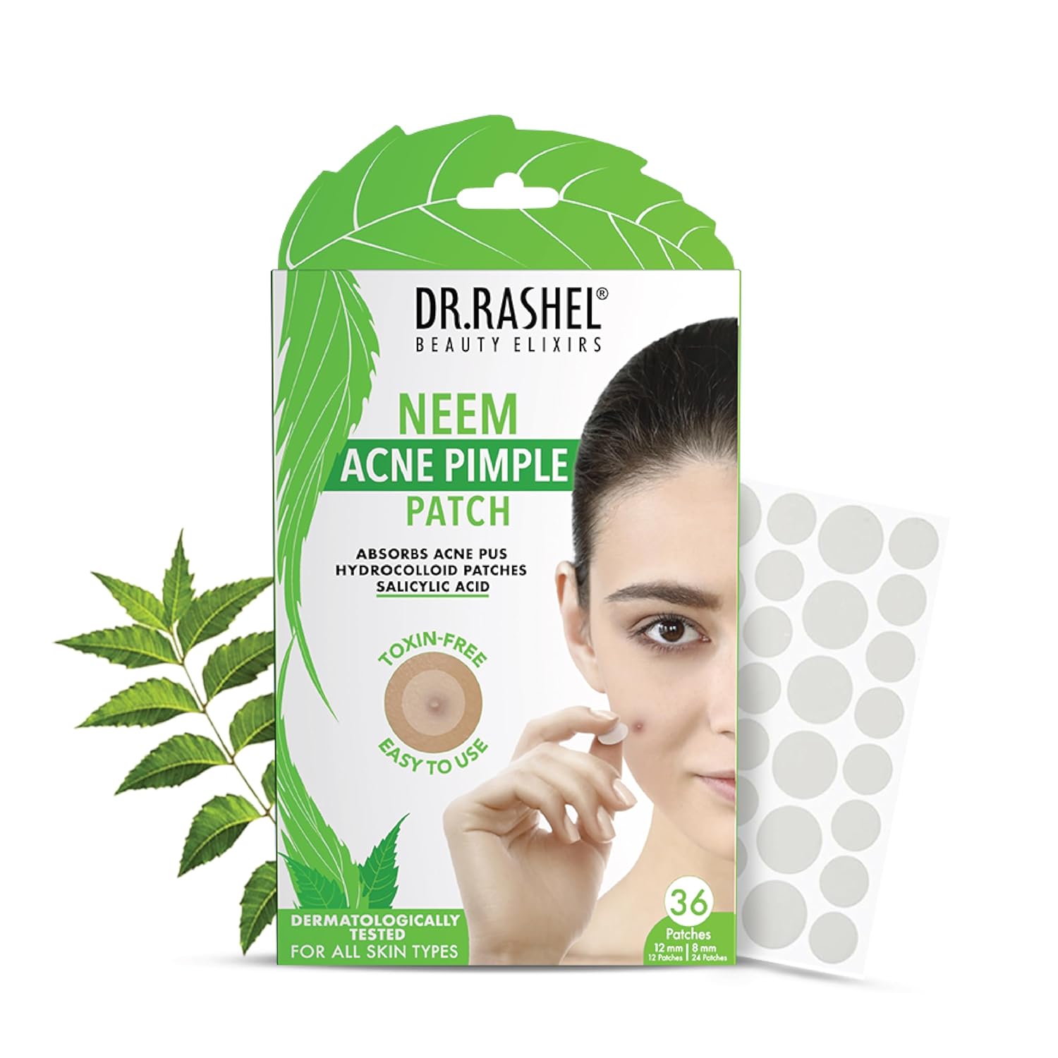 DR.RASHEL Neem Acne Pimple Patch with Salicylic Acid, Hydrocolloid Patches for Zits and Blemishes, 36 Patches Dr. Rashel