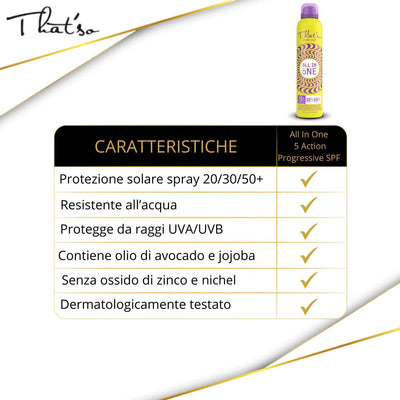 Sun Protection Spray, That'so All in One Buildable Dry Oil, SPF 20, 30 and 50 - Water Resistant, 100ml That'so