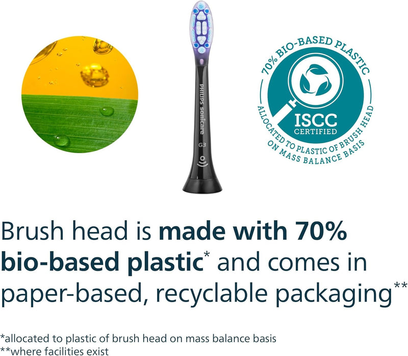 Philips Sonicare G3 Premium Gum Care, Genuine Replacement Toothbrush Heads Black 4 Pack PHILIPS