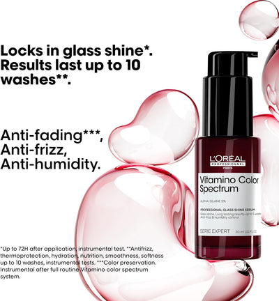 L'Oréal Professionnel Vitamino Color Spectrum Glass Shine Serum, Anti-frizz & Anti-Humidity, Ultra Shiny Smooth Hair, Waterproof, UV Protection, Heat Protection, for Coloured Hair L'Oréal Professionnel