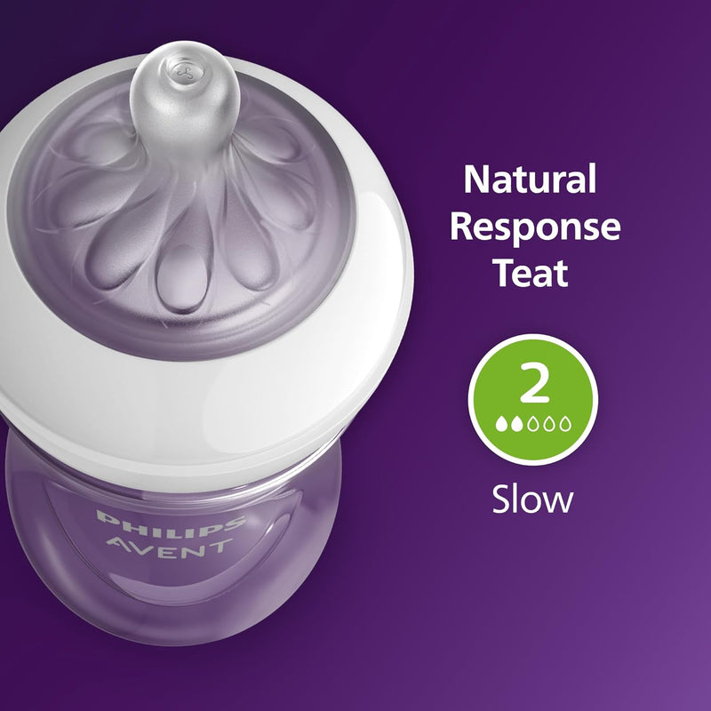 Philips Avent Natural Response Baby Bottle - 125ml Baby Milk Bottle for Newborns and Up, BPA Free, 0+ Months (Model SCY900/01) Philips Avent