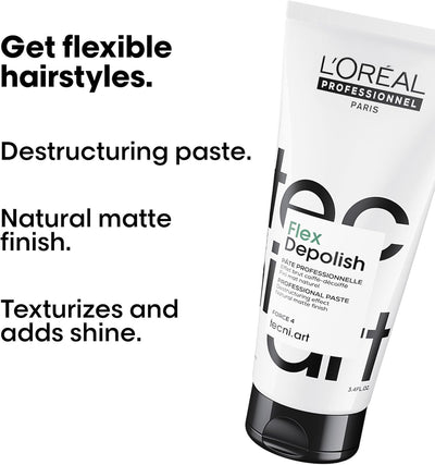 L'Oréal Professionnel Tecni.ART Flex Depolish, Texturizing Hair Styling Paste, For Deconstructed Styles, 100 ml Greenwize