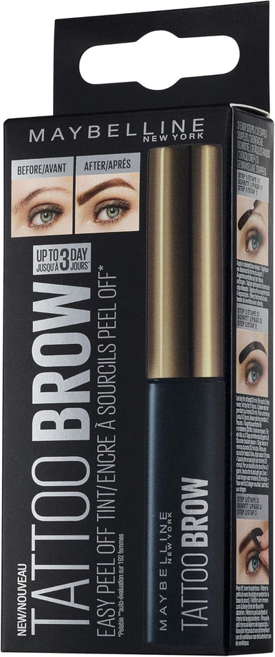Maybelline New York Tattoo Brow Peel Off Eyebrow Gel Tint, Semi-Permanent Colour, Waterproof, Lasts up to 3 Days, Colour: Medium Brown Greenwize