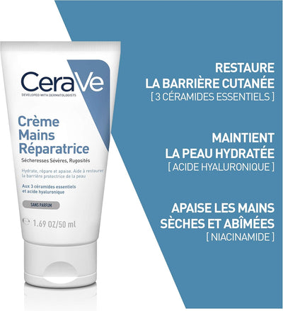 CeraVe Regenerating hand cream for extremely dry, rough hands, with hyaluronic and 3 essential ceramides, 2 x 50 ml Greenwize