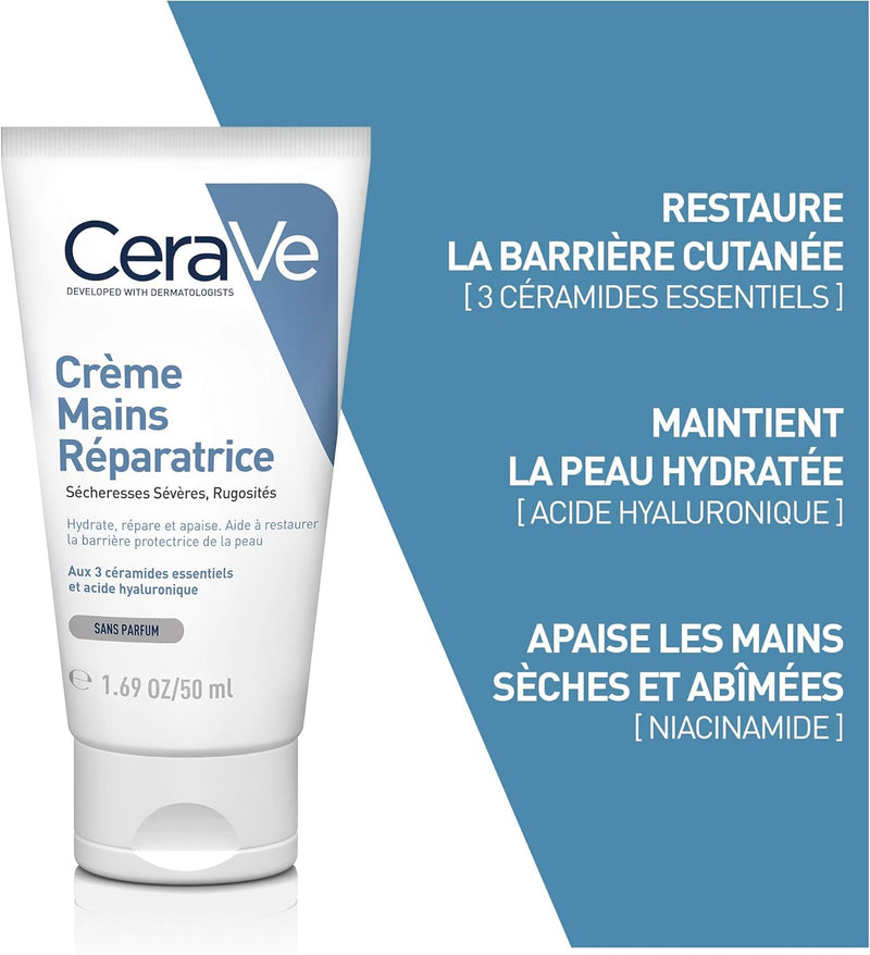 CeraVe Regenerating hand cream for extremely dry, rough hands, with hyaluronic and 3 essential ceramides, 2 x 50 ml Greenwize