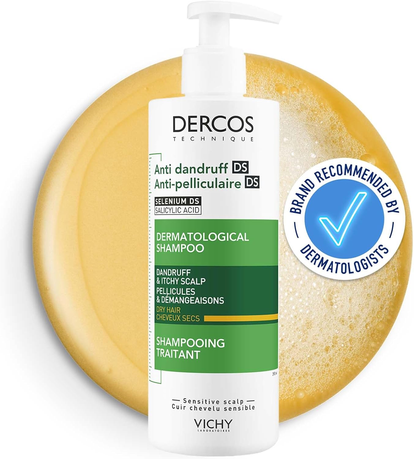 Vichy Dercos Anti-Dandruff and Anti-Itch Shampoo for Dry Hair and Scalp 390ml Greenwize