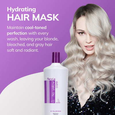 Fanola No Yellow Mask, Anti-Yellow Mask for Healthy and Vital Blonde Hair, Neutralizes Yellow Tones for Pre-Lightened, Highlighted and Grey Hair, 350 Greenwize