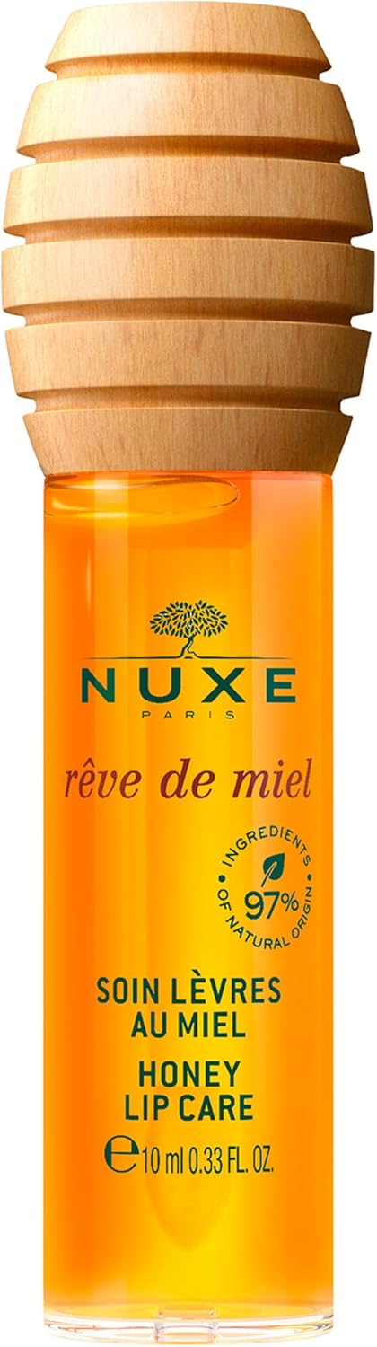 NUXE Rêve de Miel Honey Lip Care, Clear Lip Treatment, Beautifies with a Natural Finish, Non-Sticky Texture, With Soothing Honey, Vegan Formula Greenwize
