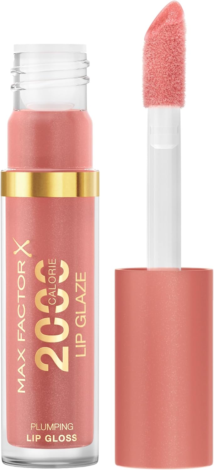 Max Factor 2000 Calorie Lip Glaze Pink Fizz, Full Shine Lip Gloss, Nourishing with Hyaluronic Acid & Squalane, Instant Plump, Non-Sticky, Vanilla-Milk Scent, Fuller Looking Lips Greenwize