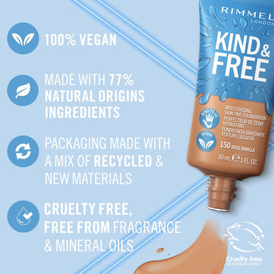 Rimmel Kind + Free Moisturising Skin Tint Foundation, Rose Vanilla 150 Greenwize