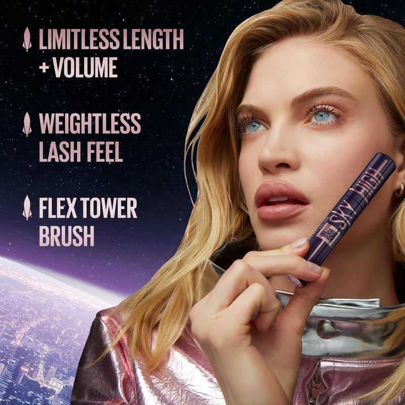 Maybelline Purple Mascara, Lash Sensational Sky High Volumizing & Thickening, Eyelash Lengthening, Flake-Free Formula, Washable Coloured Mascara, Full Volume Mascara, Colour: Plum Twilight Maybelline