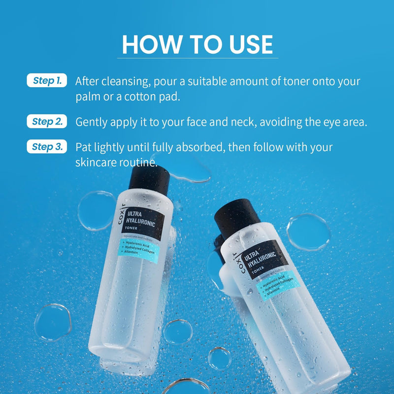 COXIR Ultra-Hyaluronic Acid Toner, (150 Ml / 5.07 Oz) - Highly Concentrated Lightweight Hyaluronic Acid Refreshing Toner Is Good For Intense Moisture For Dry And Dehydrated Skin COXIR