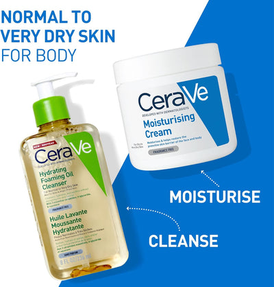 CeraVe Hydrating Foaming Oil Cleanser for Normal to Very Dry Skin with Squalane, Triglyceride and 3 Essential Ceramides, For Face and Body CeraVe
