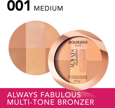 Bourjois, Always Fabulous Long-Lasting Bronzing Powder, Bronzing Powder with Long Lasting Luminous Finish - 001 Medium Bourjois