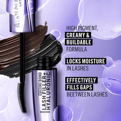 Rimmel Wonder'Bond Lash Filler + Hyaluronic Mascara, 001 Black, Bold Volume, Ultra Curved Brush Design, Long Lasting, Clump-Free, Smudge Proof, Comfortable All Day Wear, Cruelty Free, 11ml Rimmel