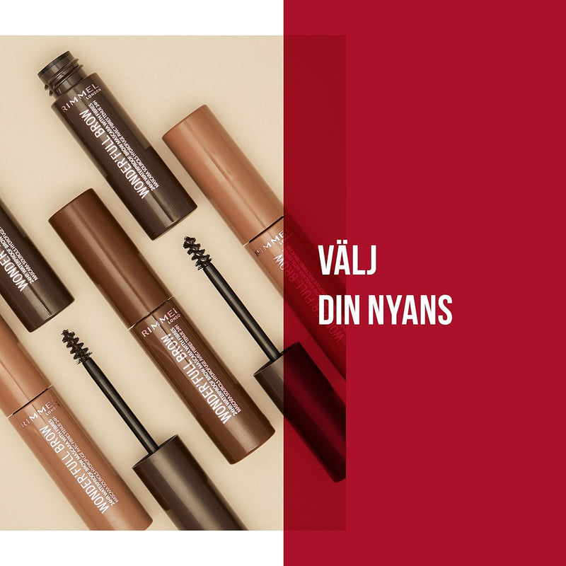 Rimmel London Wonder’Full Brow 24HR Waterproof Brow Gel, with Fibres for Plump Thick Brows, Light, 4.5 ml Greenwize