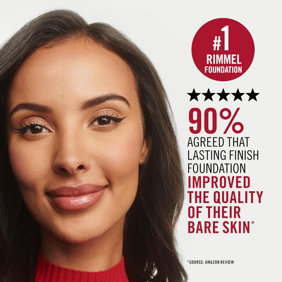 Rimmel Lasting Finish 35Hr Foundation 200 Soft Beige, Full Coverage, Hydrating, SPF20, Hyaluronic Acid, Vitamin E, 2% Niacinamide, All Day Wear, Vegan, Cruelty Free Rimmel