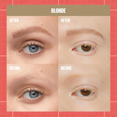 Maybelline New York, Build A Brow: 2 in 1 Brow Pen + Sealing Gel, Real-looking, Fuller Brows, Waterproof, Sweat- & Smudge-resistant, 24H Wear, Vegan Formula, Shade 250: Blonde Greenwize