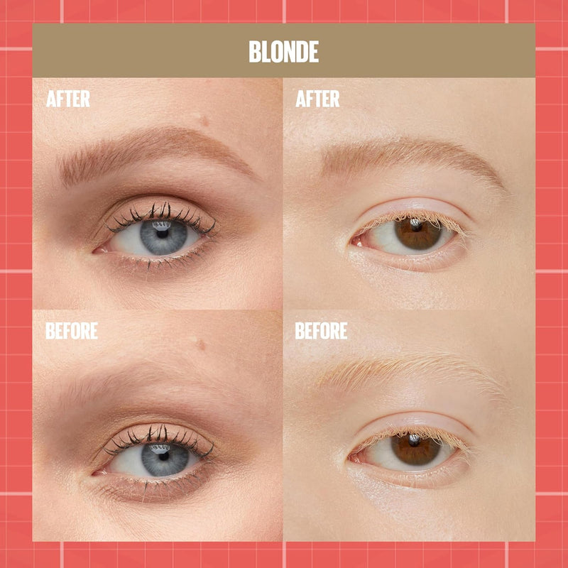 Maybelline New York, Build A Brow: 2 in 1 Brow Pen + Sealing Gel, Real-looking, Fuller Brows, Waterproof, Sweat- & Smudge-resistant, 24H Wear, Vegan Formula, Shade 250: Blonde Greenwize
