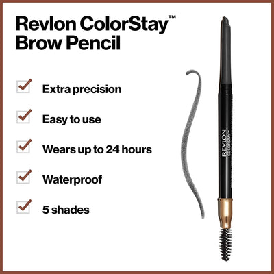 Revlon Colorstay Eyebrow Pencil with Spoolie Brush, Waterproof, Longwearing, Angled Tip Applicator for Perfect Brows, Soft Black (225) Greenwize