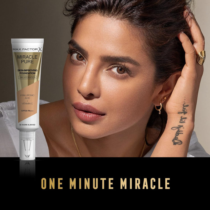 Max Factor Miracle Pure Foundation, Warm Almond 45 Greenwize