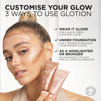 L'Oréal Paris Multi-Use Glow Enhancer, 24h Hydration with Shea Butter and Glycerin, for Face and Body, Paradise Lumi Glotion, Shade 901: Fair Glow, 40 ml Greenwize