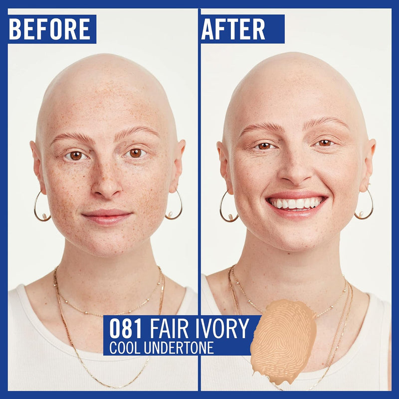 Rimmel Match Perfection Foundation 081 Fair Ivory, Medium Coverage, 24hr Hydration, No Caking or Creasing, Lightweight, Reduces Imperfections, Invisible Coverage, SPF20, Cruelty Free Rimmel