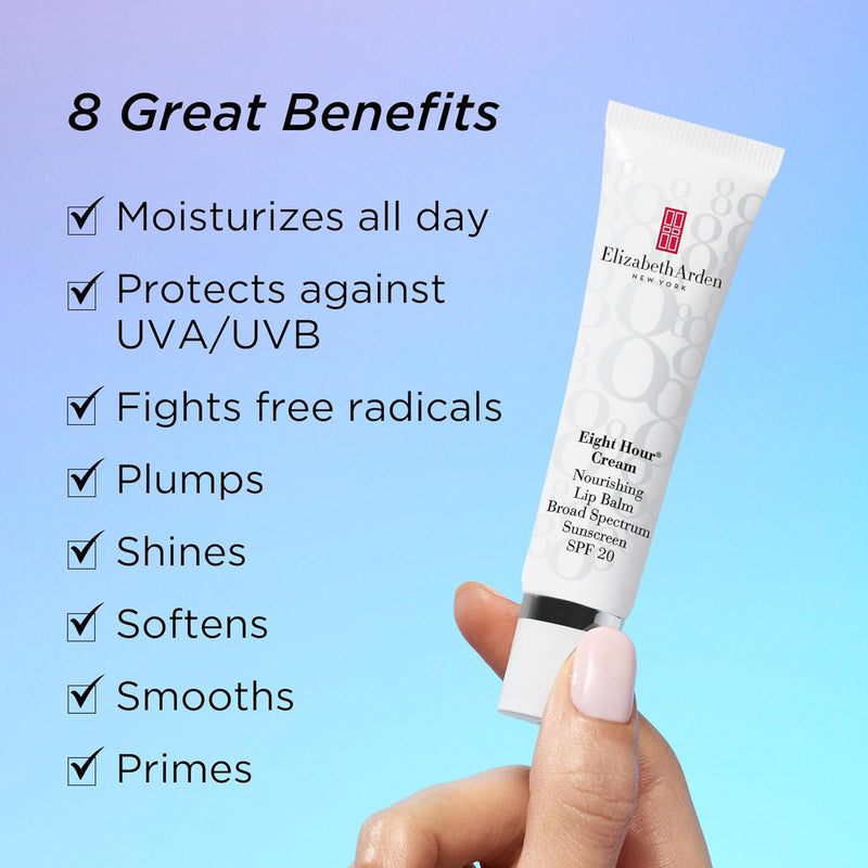 Elizabeth Arden Eight Hour Cream Nourishing Lip Balm SPF 20, 14.8ml, Long-lasting Moisture & Conditioning, Sun Protection for Dry Lips, Unisex Greenwize