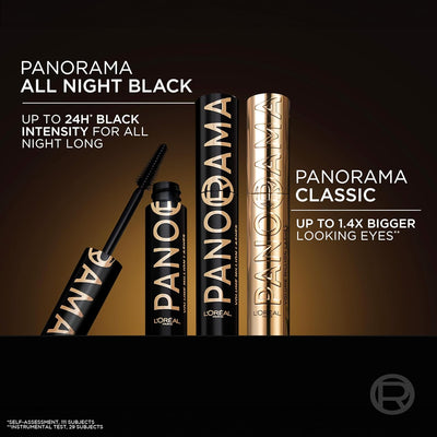 L'Oréal Paris Mascara, Up to 24 Hour Wear, No Clumping, For Fanned Out Lashes, Panoramic Volume, Panorama All Night, Black Maybelline New York
