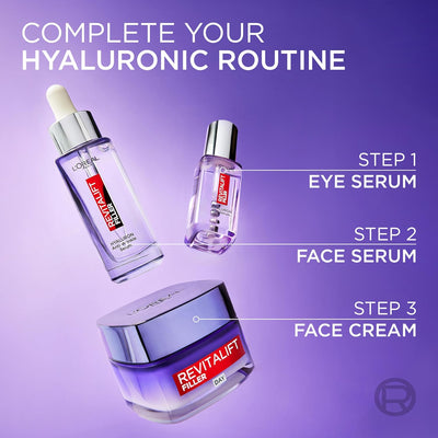 L’Oréal Paris Revitalift Filler Deep Replumping Anti-Ageing Day Cream, Intensely Hydrates, Replumps Skin, and Smooth Wrinkles with Macro, Micro, and Micro-Epidermic Hyaluronic Acid, 50ml, Age 35+ L'Oreal Paris