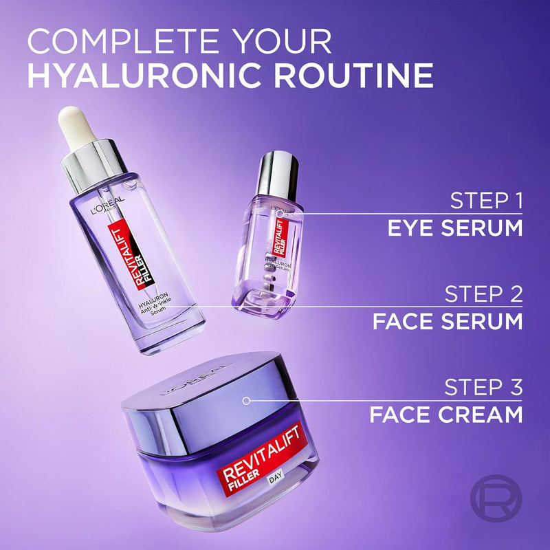 L’Oréal Paris Revitalift Filler Deep Replumping Anti-Ageing Day Cream, Intensely Hydrates, Replumps Skin, and Smooth Wrinkles with Macro, Micro, and Micro-Epidermic Hyaluronic Acid, 50ml, Age 35+ L&