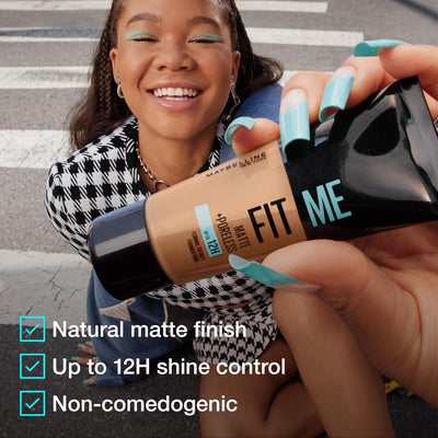Maybelline Fit Me Foundation, Medium Coverage, Blendable With a Matte and Poreless Finish, For Normal to Oily Skin, Shade: 250 Sun Beige, 30ml Maybelline