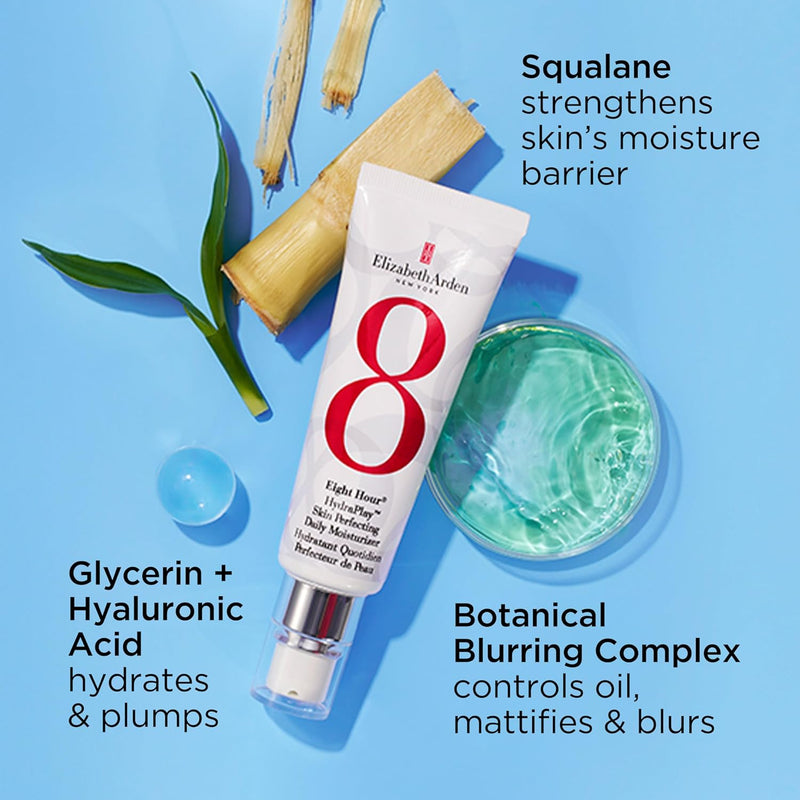 Elizabeth Arden Eight Hour HydraPlay™ Skin Perfecting Daily Moisturizer (45ml) Lightweight, Pore-Refining, Hydrating Vegan Cream for Face, Brightening Skin Primer Greenwize