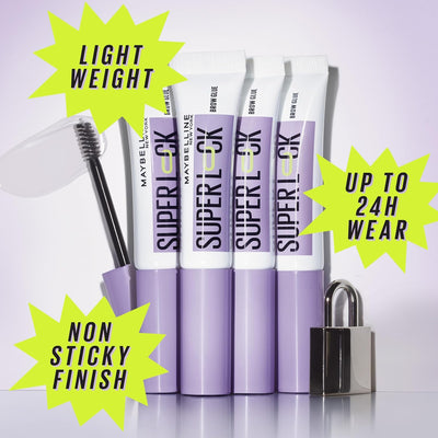 Maybelline New York, Superlock Brow Glue, Transparent Brow Fixing Gel, With Sculpting Brush, Extreme 24H Hold, No Shedding, No Cardboard Effect, Non-Sticky Finish Superlock Brow Glue Maybelline