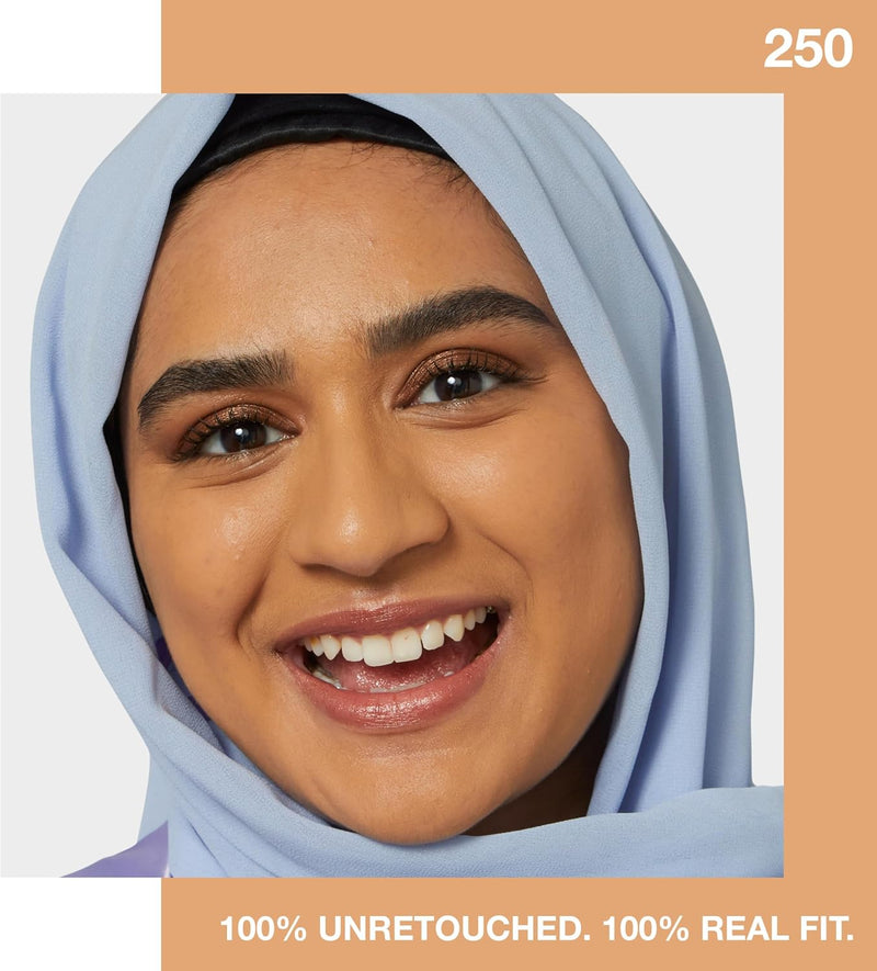 Maybelline Fit Me Foundation, Medium Coverage, Blendable With a Matte and Poreless Finish, For Normal to Oily Skin, Shade: 250 Sun Beige, 30ml Maybelline