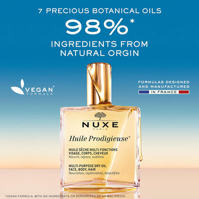 NUXE Huile Prodigieuse Multi-Purpose Dry Oil for Face, Body and Hair, Iconic Dry Oil, Nourishes, Repairs & Enhances Skin & Hair, Multi-Purpose Vegan Formula Greenwize