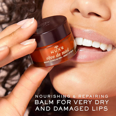 Nuxe Reve de Miel Honey Lip Balm 15ml, Repairing Lip Balm, Nourishes & Softens Very Dry Lips, With Honey & Beehive Ingredients, Daily or Overnight Use, Vegan Formula Nuxe