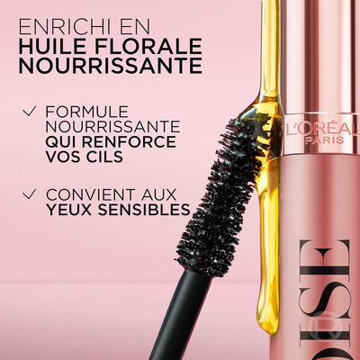 L'Oréal Paris Intense Volume Mascara, Eyelash Lengthening for Sensitive Eyes, Gentle and Flake Free, With Castor Oil, Lash Paradise, Intense Black Greenwize