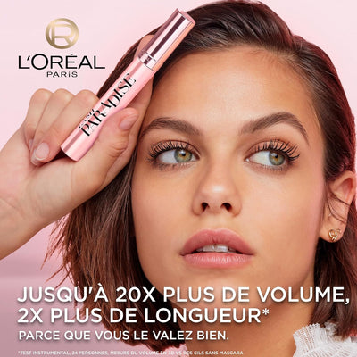 L'Oréal Paris Intense Volume Mascara, Eyelash Lengthening for Sensitive Eyes, Gentle and Flake Free, With Castor Oil, Lash Paradise, Intense Black Greenwize