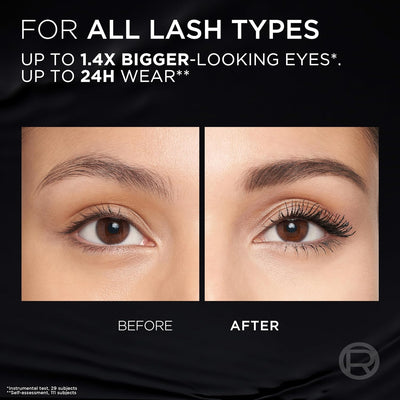 L'Oréal Paris Mascara, Up to 24 Hour Wear, No Clumping, For Fanned Out Lashes, Panoramic Volume, Panorama All Night, Black Maybelline New York